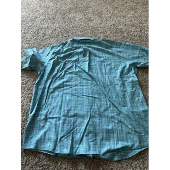 LL Bean Shirt Mens XXL Regular Blue Plaid 100% Cotton Button Up Short Sleeves - Picture 10 of 10
